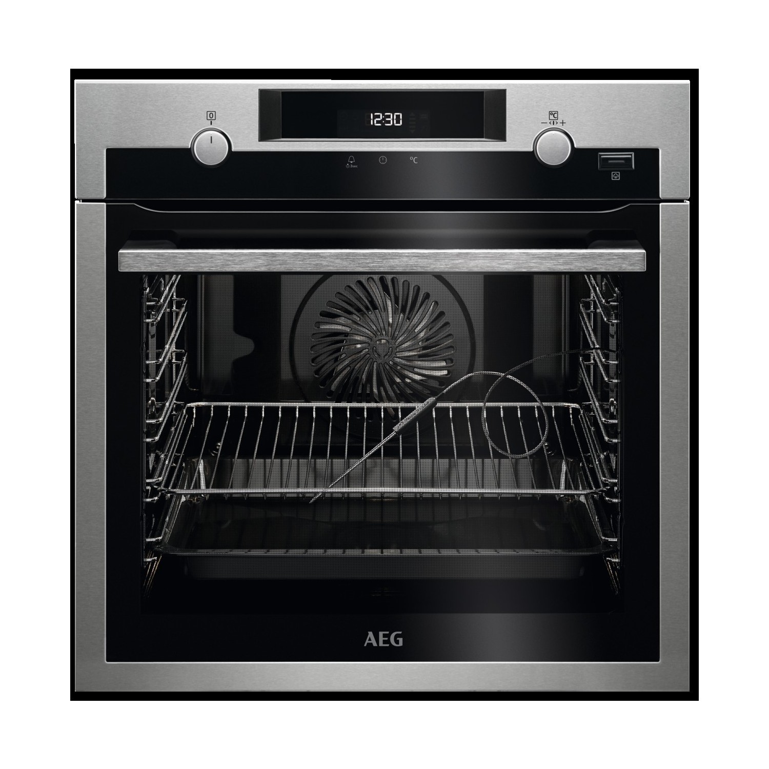 AEG 6000 SteamBake Pyrolytic Self Cleaning Electric Single Oven with Food Sensor - Stainless Steel