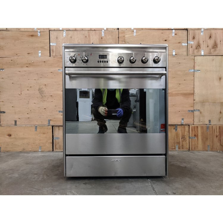 Refurbished Smeg Concert SUK61PX8 60cm Dual Fuel Cooker with Pyrolytic Cleaning Stainless Steel