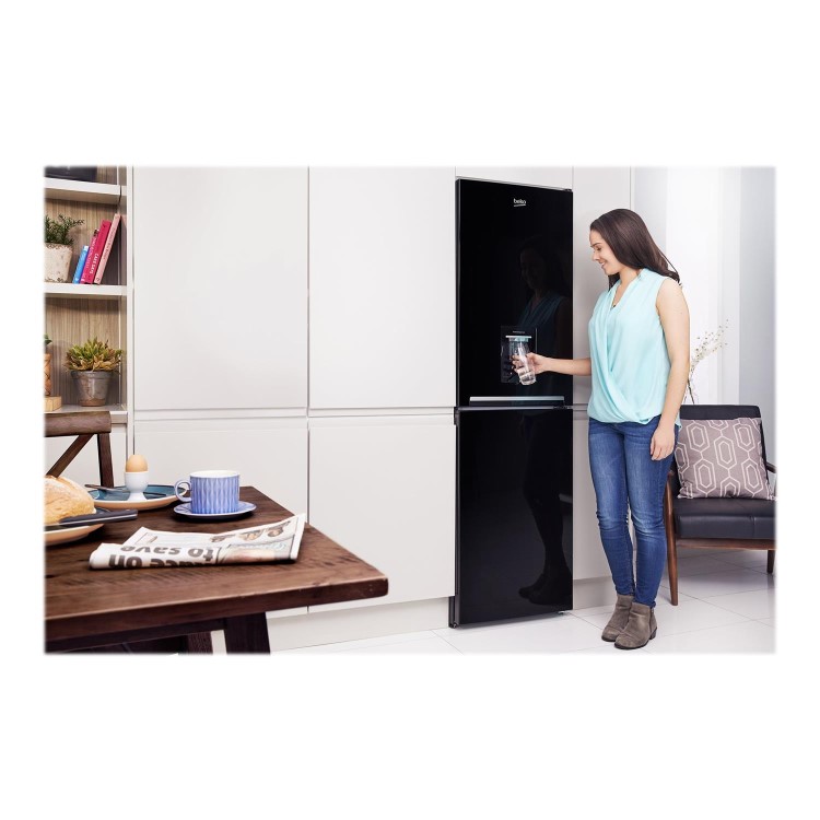 Refurbished Beko CFG3582DB Freestanding 268 Litre 50/50 Fridge Freezer With Water Dispenser Black