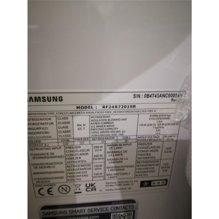 Refurbished Samsung RF24R7201SR Freestanding 510 Litre 75/25 Frost Free American Fridge Freezer