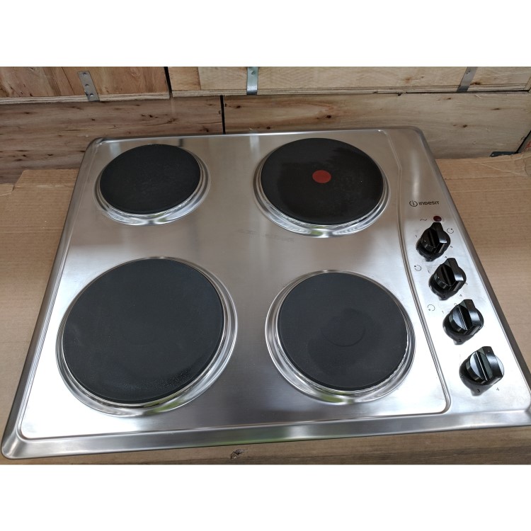 Refurbished Indesit TI60X 60cm Four Zone Solid Plate Electric Hob - Stainless Steel