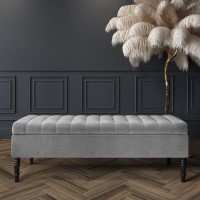 Grey Velvet End-of-Bed Ottoman Storage Bench - Safina