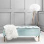 Safina Hallway Storage Bench in Duck Egg Blue Velvet