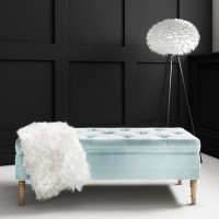 Safina Hallway Storage Bench in Duck Egg Blue Velvet