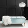 Safina Hallway Storage Bench in Duck Egg Blue Velvet