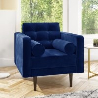 Navy Blue Velvet Armchair - Elba