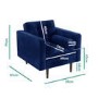 Navy Blue Velvet Armchair - Elba