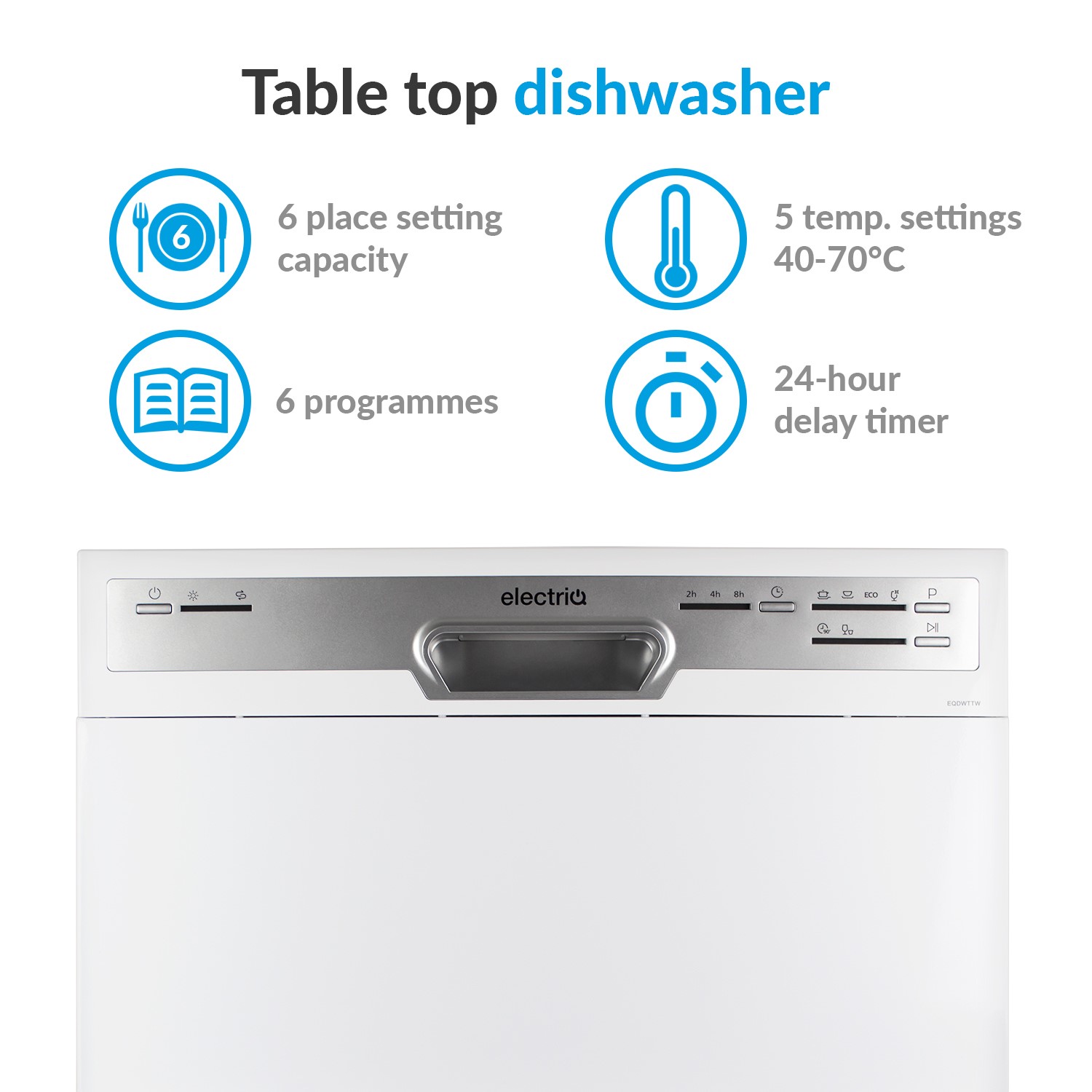 Refurbished electriQ EQDWTTW 6 Place Freestanding Table Top Dishwasher
