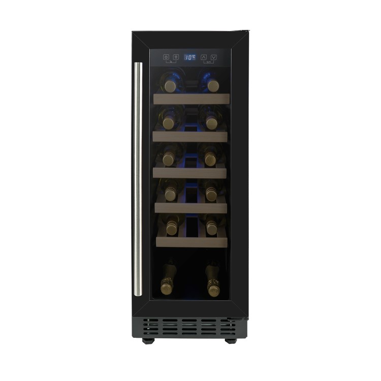 electriQ 19 Bottle Freestanding Under Counter Wine Cooler Single Zone 30cm Wide 82cm Tall - Black