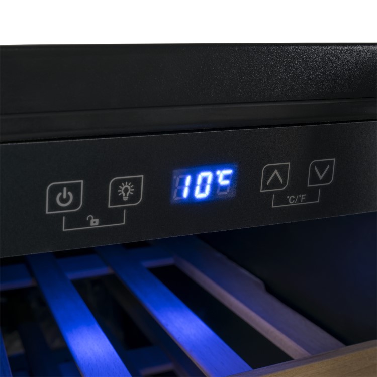 electriQ 19 Bottle Freestanding Under Counter Wine Cooler Single Zone 30cm Wide 82cm Tall - Black