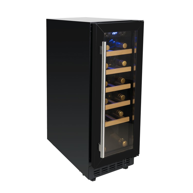 electriQ 19 Bottle Freestanding Under Counter Wine Cooler Single Zone 30cm Wide 82cm Tall - Black