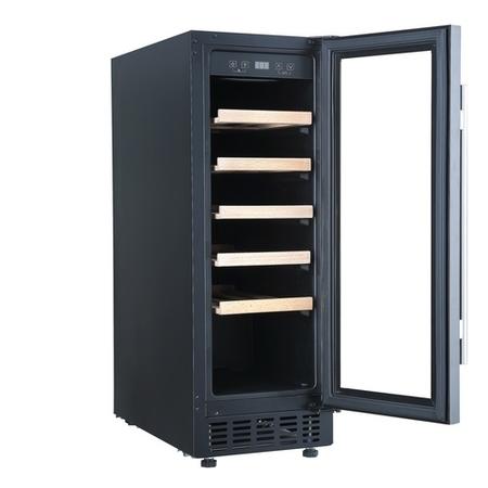 electriQ 19 Bottle Freestanding Under Counter Wine Cooler Single Zone 30cm Wide 82cm Tall - Black