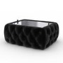 Black Velvet Ottoman Coffee Table with Glass Top - Clio