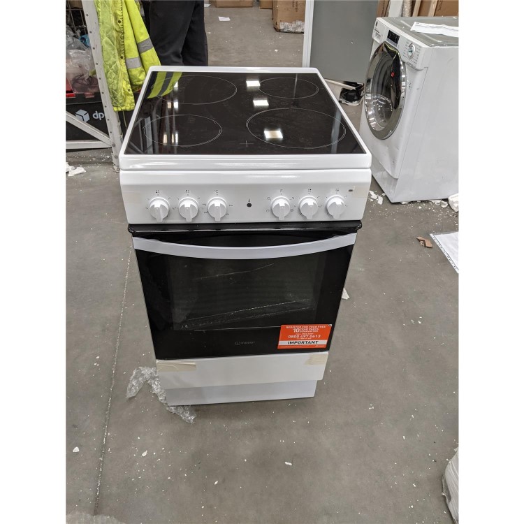 Refurbished Indesit IS5V4KHW 50cm Single Oven Electric Cooker With Ceramic Hob White