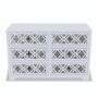 Wide Grey Mirrored Boho Chest of 6 Drawers - Alexis
