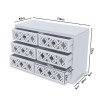 Wide Grey Mirrored Boho Chest of 6 Drawers - Alexis