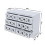 Wide Grey Mirrored Boho Chest of 6 Drawers - Alexis