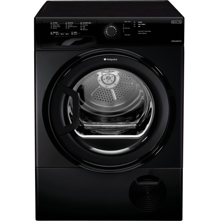 HOTPOINT TCFS83BGK Aquarius 8kg Freestanding Condenser Tumble Dryer - Black