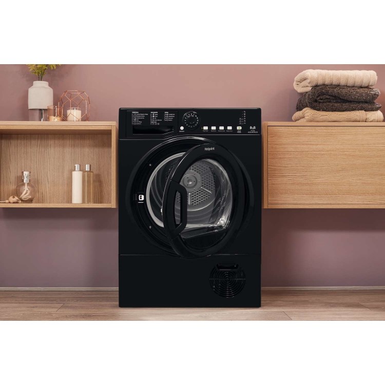HOTPOINT TCFS83BGK Aquarius 8kg Freestanding Condenser Tumble Dryer - Black