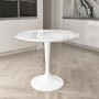 Small Round White Marble Effect Dining Table - Seats 4 - Aura