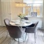 Small Round White Marble Effect Dining Table - Seats 4 - Aura