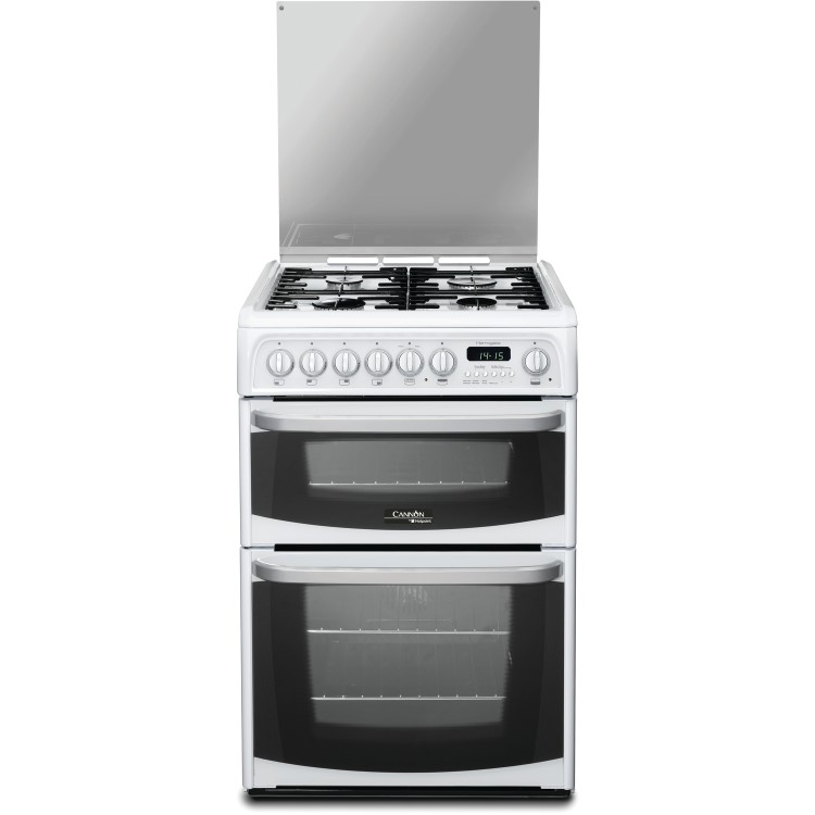 Hotpoint Harrogate 60cm Double Oven Dual Fuel Cooker with Lid - White
