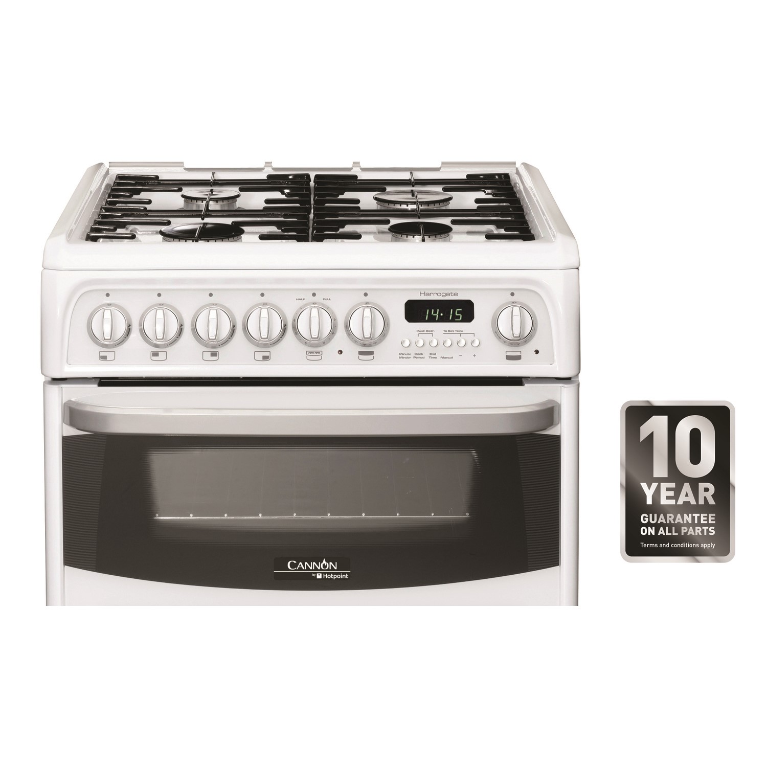 Hotpoint Harrogate 60cm Double Oven Dual Fuel Cooker With Lid White hotpoint-harrogate-60cm-double-oven-dual-fuel-cooker-with-lid-white