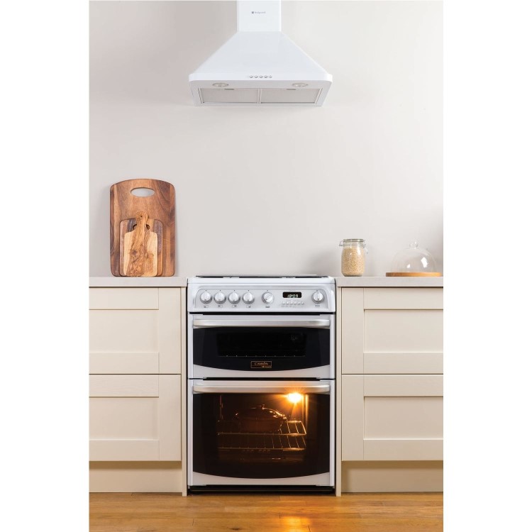 Hotpoint Harrogate 60cm Double Oven Dual Fuel Cooker with Lid - White