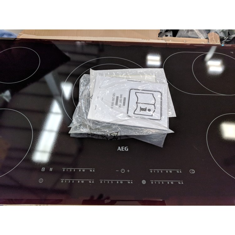 Refurbished AEG HK955070FB Touch Control 90cm 5 Zone Ceramic Electric Hob Black