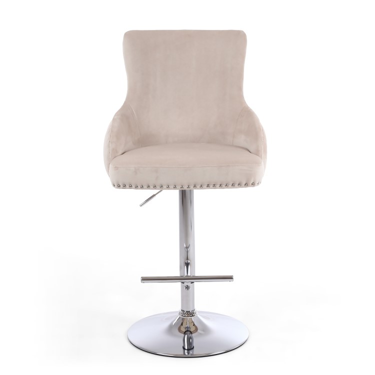 Adjustable Cream Velvet Bar Stool with Backs - Cairo