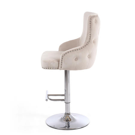 Adjustable Cream Velvet Bar Stool with Backs - Cairo
