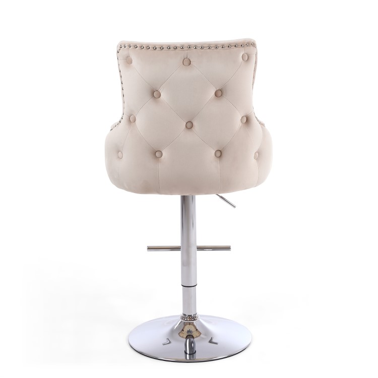 Adjustable Cream Velvet Bar Stool with Backs - Cairo