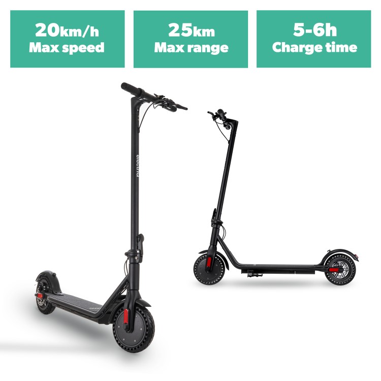 GRADE A2 - electriQ Active Electric Scooter - Black - 25km Range - 20km/h