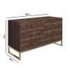 GRADE A1 - Walnut 6 Drawer Wide Chest of Drawers with Gold Legs - Aubrey