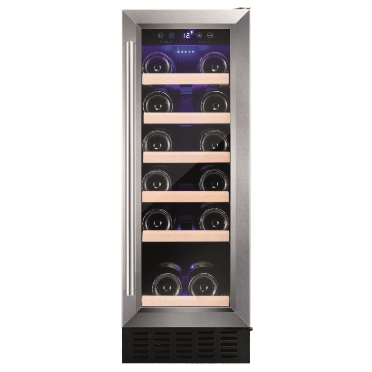 Refurbished Amica AWC300SS 19 Bottle Freestanding Under Counter Wine Cooler Singlel Zone 30cm Wide 85cm Tall - Stainless Steel