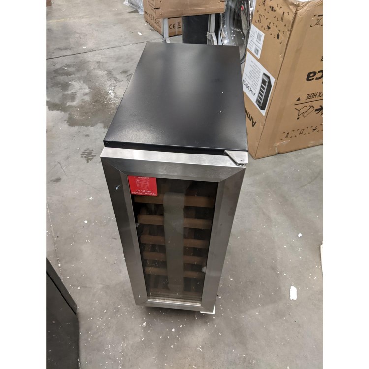 Refurbished Amica AWC300SS 19 Bottle Freestanding Under Counter Wine Cooler Singlel Zone 30cm Wide 85cm Tall - Stainless Steel