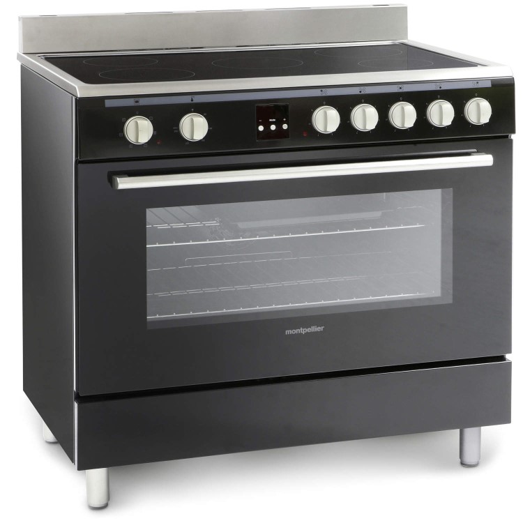 Refurbished Montpellier MR90CEMK 90cm Electric Range Cooker Black 