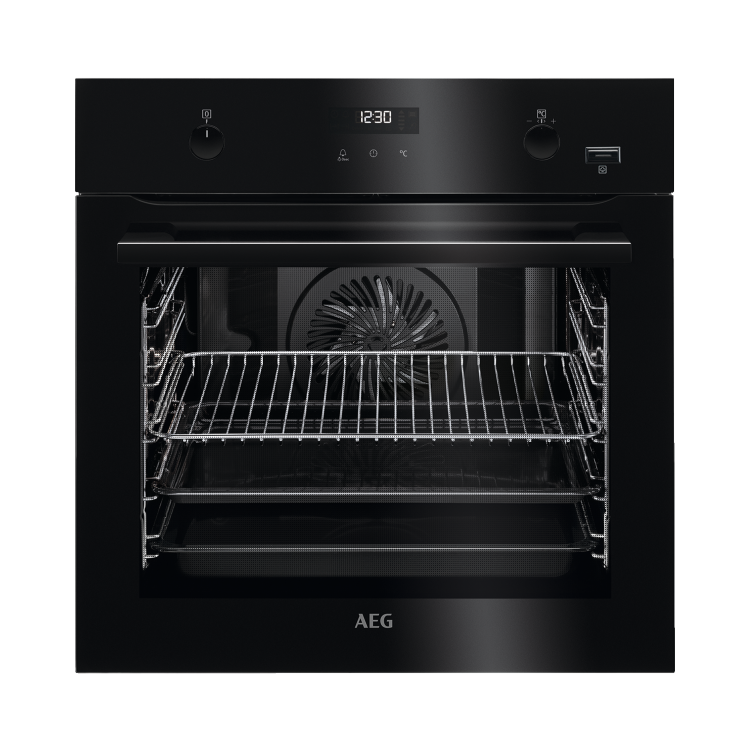 Refurbished AEG SteamBake BPE556220B 60cm Single Built In Electric Pyrolytic Oven Black