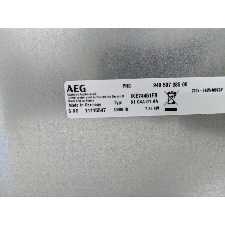 Refurbished AEG IKE74451FB 71cm Four Zone Induction Hob With FlexBridge Zone With Bevelled Edges
