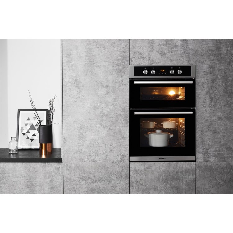 Refurbished Hotpoint Class 2 DD2844CIX 60cm Double Built In Electric Oven Stainless Steel