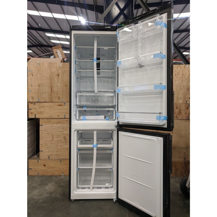 Refurbished Hotpoint H7T911TKSH1 Freestanding 368 Litre 60/40 Fridge Freezer Black Steel 