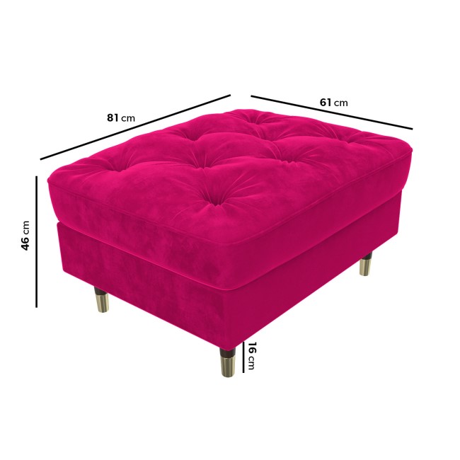 Buttoned Velvet Footstool in Hot Pink - Cole