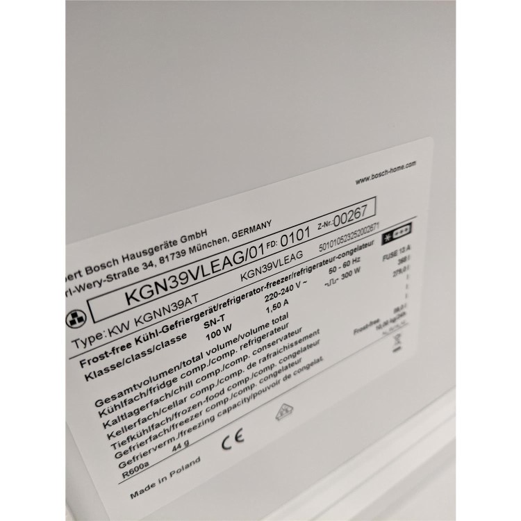 Refurbished Bosch KGN39VLEAG Freestanding 366 Litre 70/30 Frost Free Fridge Freezer