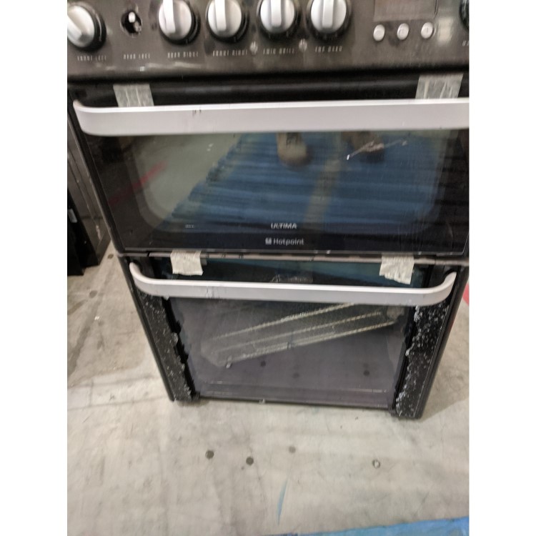 Refurbished Hotpoint Ultima HUD61KS 60cm Double Oven Dual Fuel Cooker Black