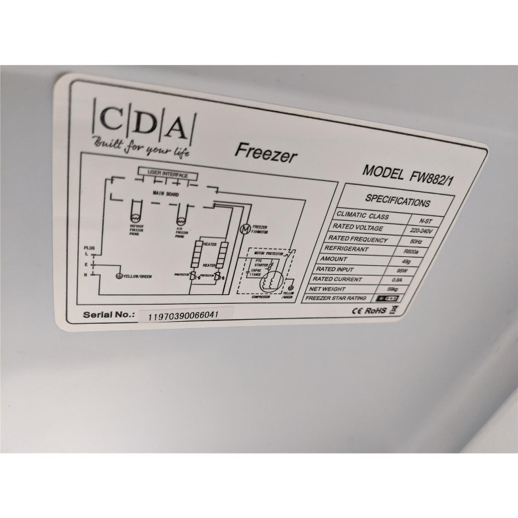 Refurbished CDA FW882 54cm Wide Integrated Upright In Column Freezer