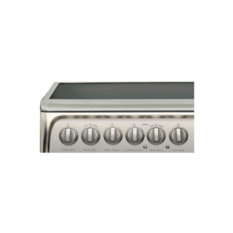 Refurbished Hotpoint HUE61XS 60cm Double Oven Electric Cooker With Ceramic Hob