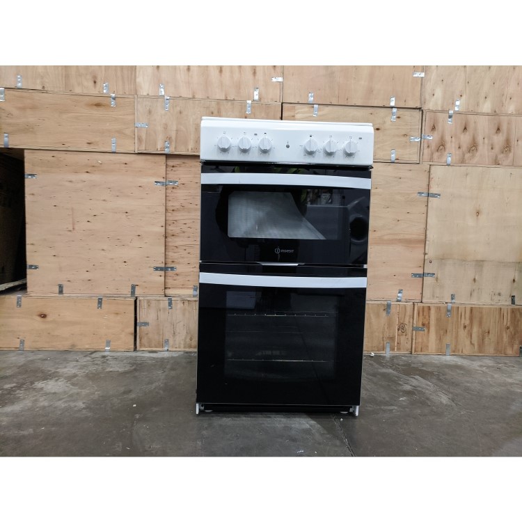 Refurbished Indesit ID5E92KMW 50cm Double Cavity Electric Cooker with Sealed Plate Hob White