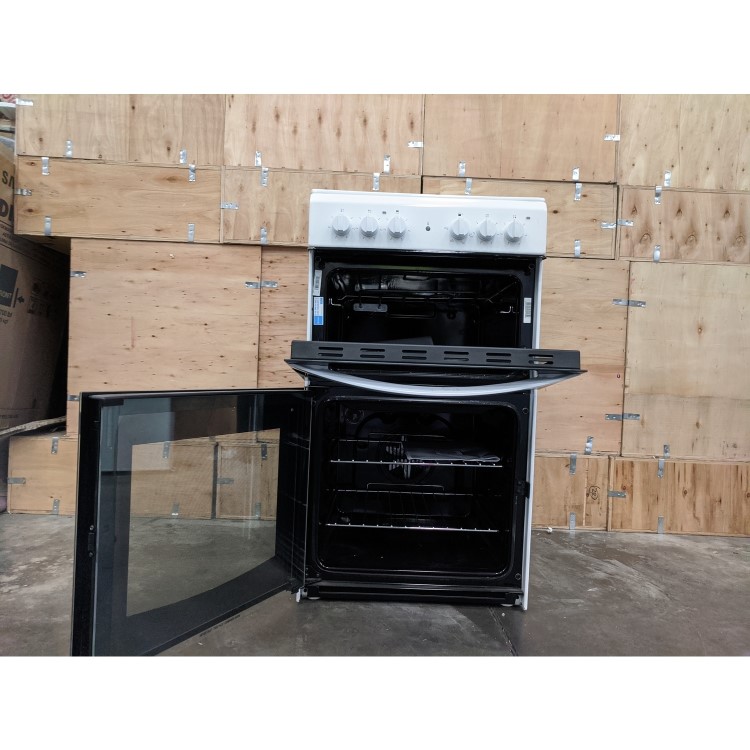 Refurbished Indesit ID5E92KMW 50cm Double Cavity Electric Cooker with Sealed Plate Hob White