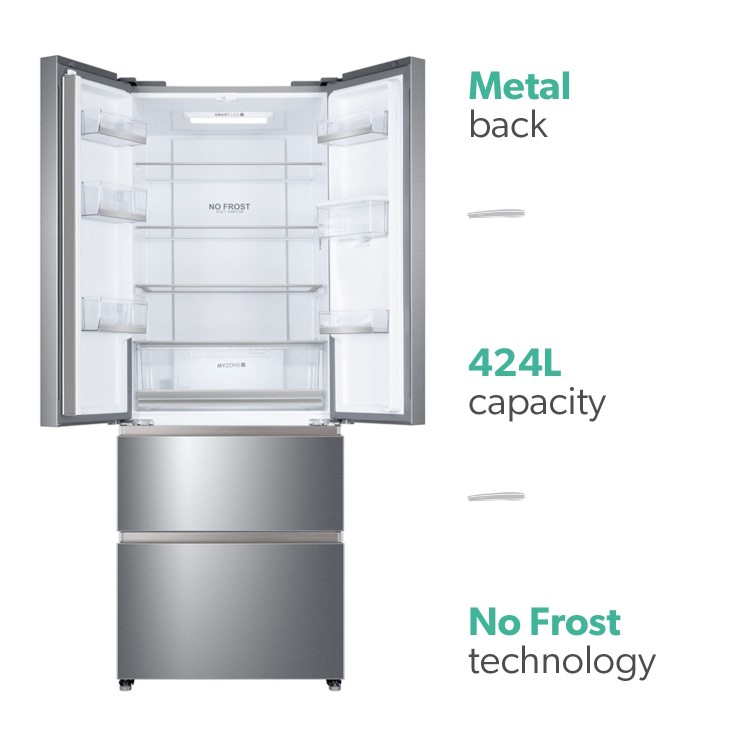 Refurbished Haier HB16WMAA 424 Litre American Fridge Freezer Stainless Steel