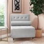Single Sofa Bed in Silver Grey Velvet with Bolster Cushion - Eleni